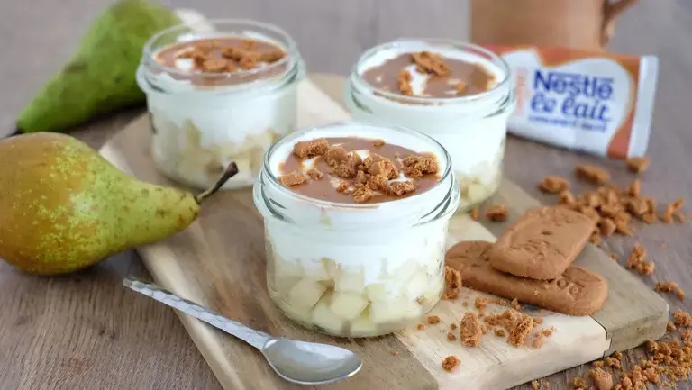 Verrine fromage blanc poires speculoos