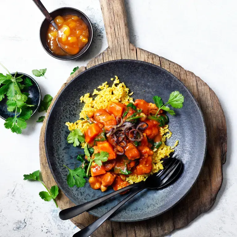Simply Pieces, Sweet Potato, Spinaach and chickpea Curry
