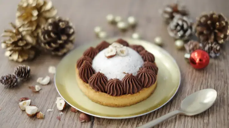 Tartelette glace au lait concentré et ganache chocolat