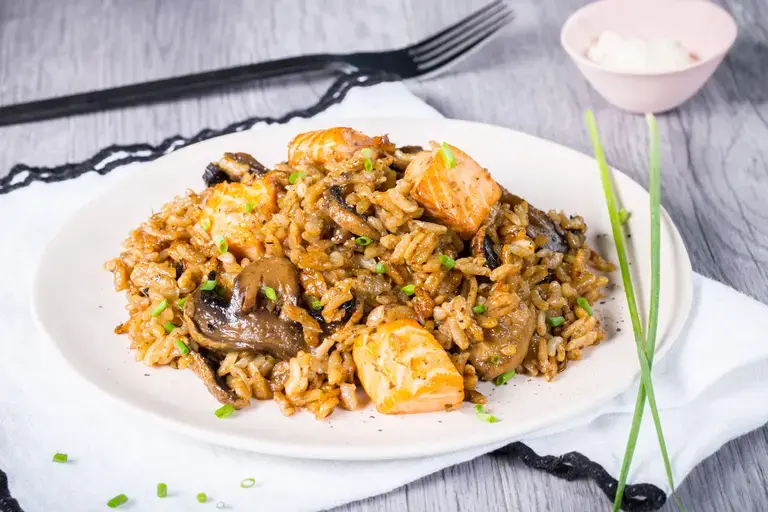 Risotto au saumon et champignons Cookeo