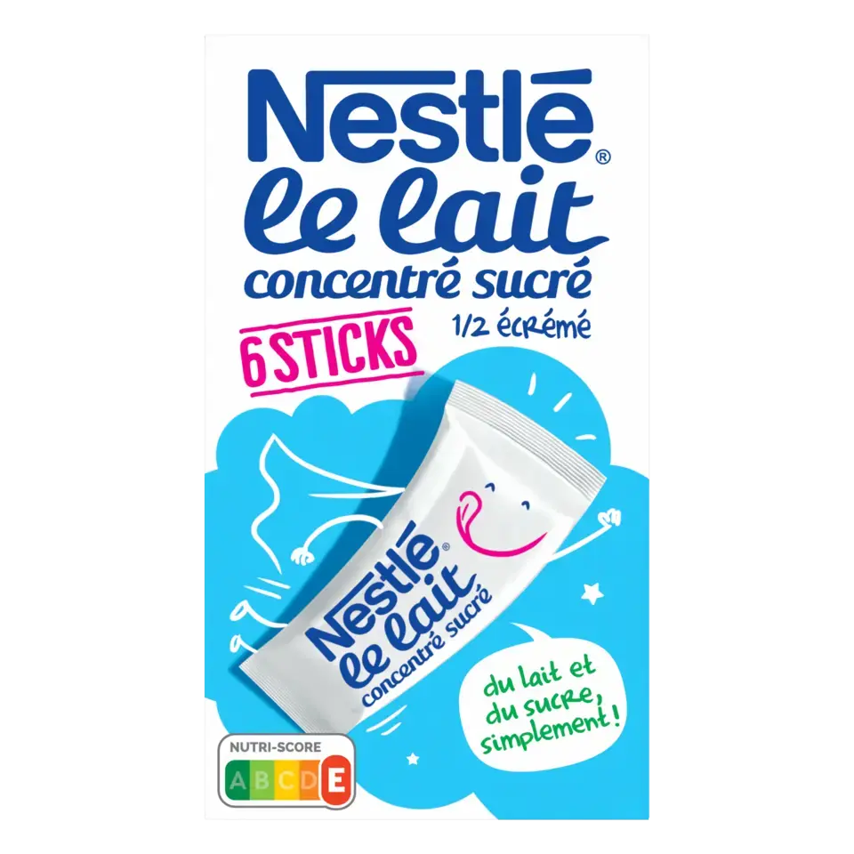 NESTLE Sweetened Condensed Milk 4% Fat Sticks Carton 20(6x30g) FR