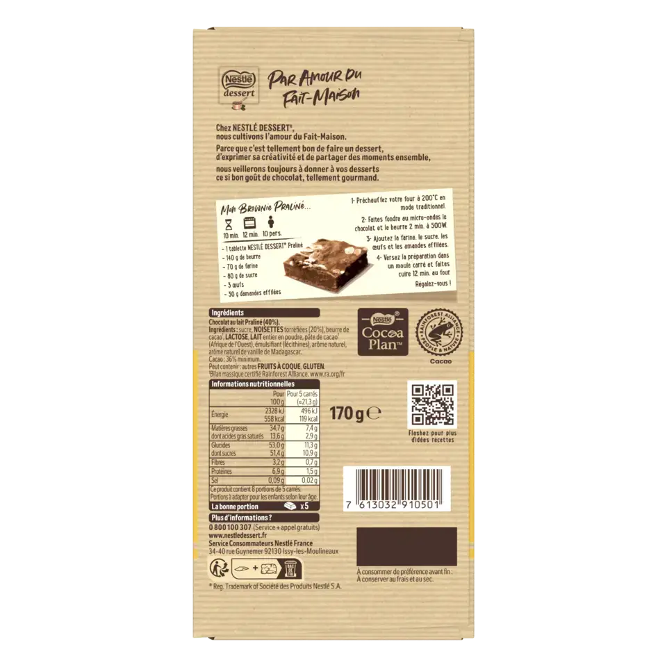 DESSERT Praline Milk Wrapper 20x170g FR