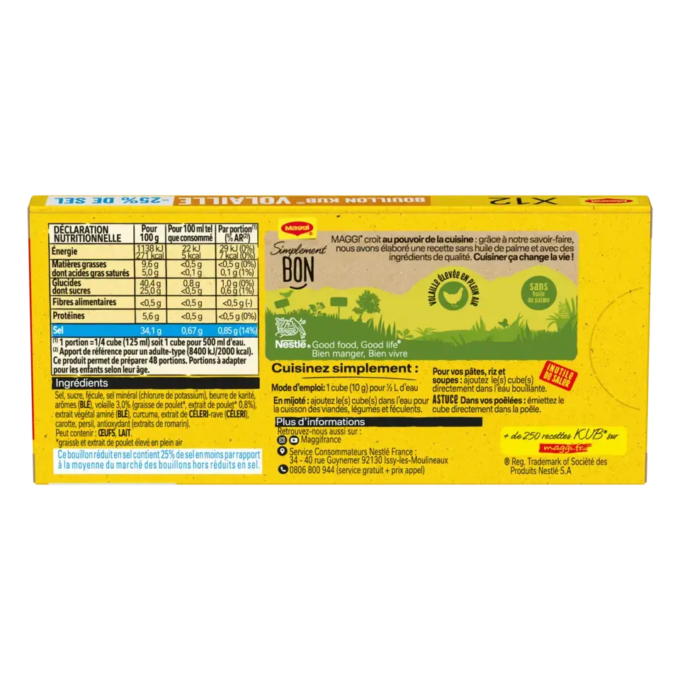 MAGGI Bouillon Poultry Low Salt Carton 20x120g FR