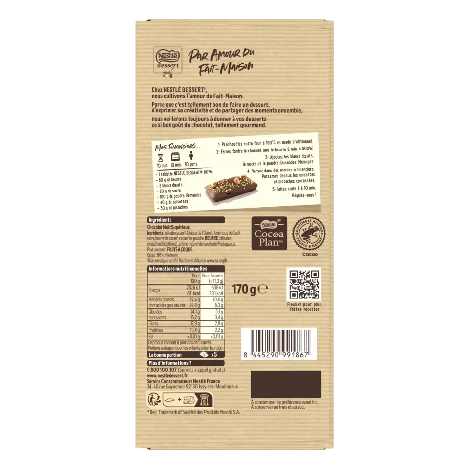 DESSERT Dark Chocolate 80% Box 19x170g FR
