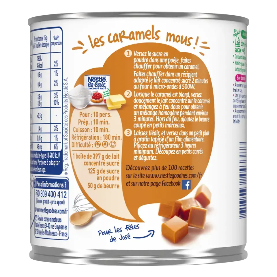 NESTLE Sweetened Condensed Milk 4% Fat Can 12x397gr FR