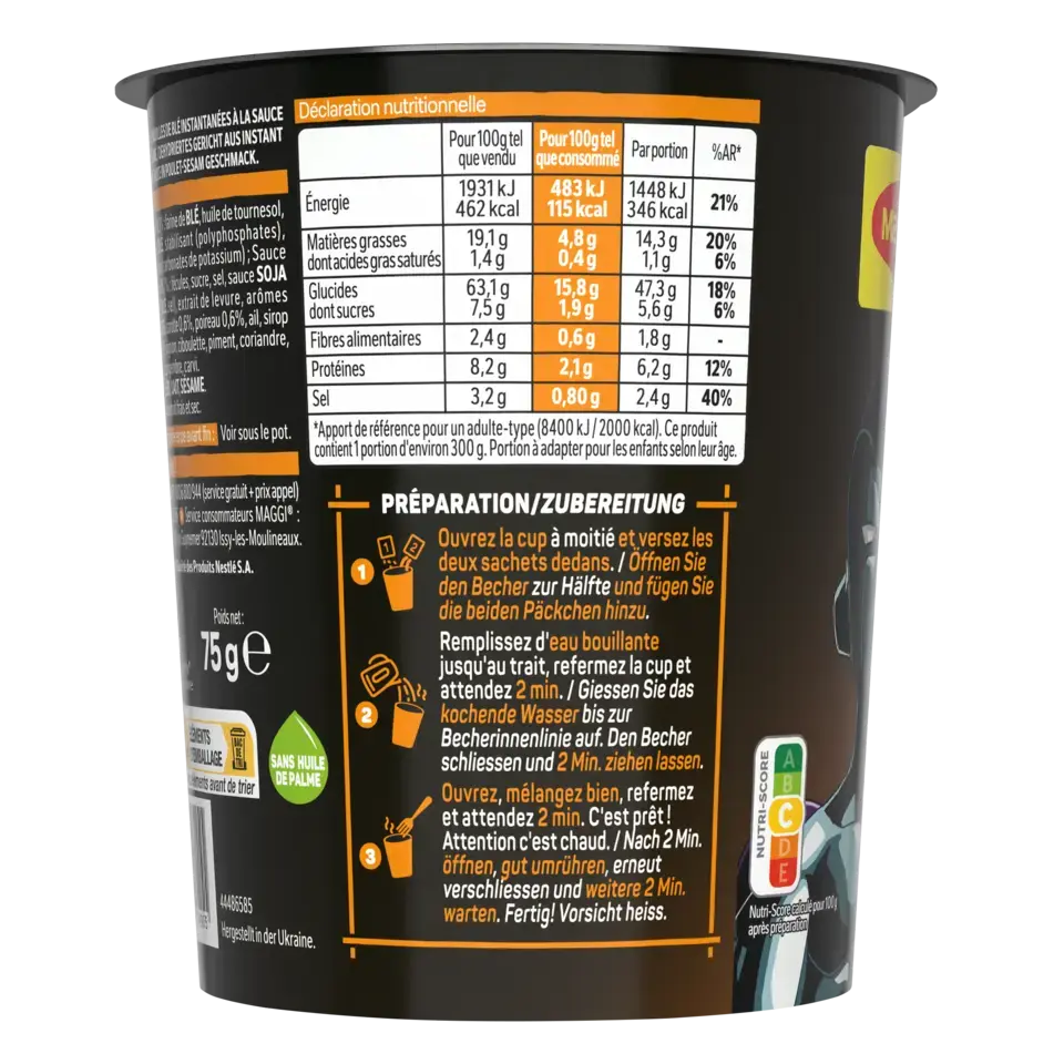 MAGGI Cup Noodle Sesame Chicken Dragon Ball Z Cup 8x75g XE