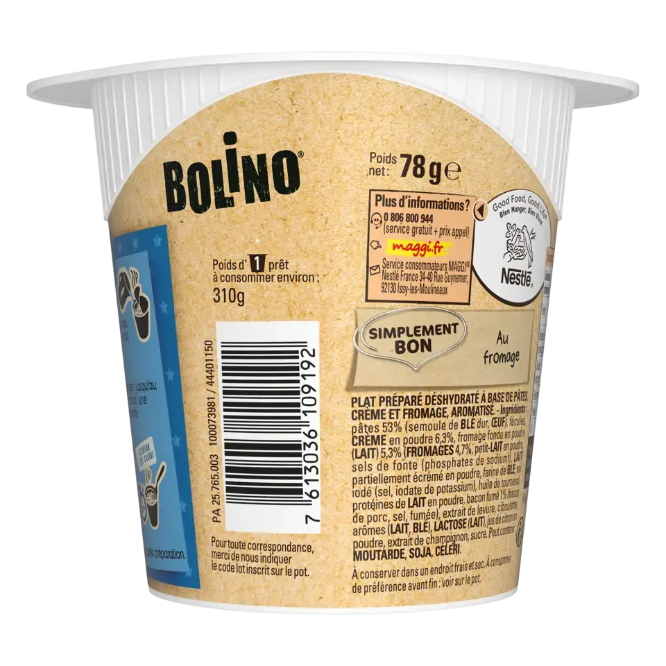 MAGGI BOLINO Pasta Cheese Cup 8x78g FR
