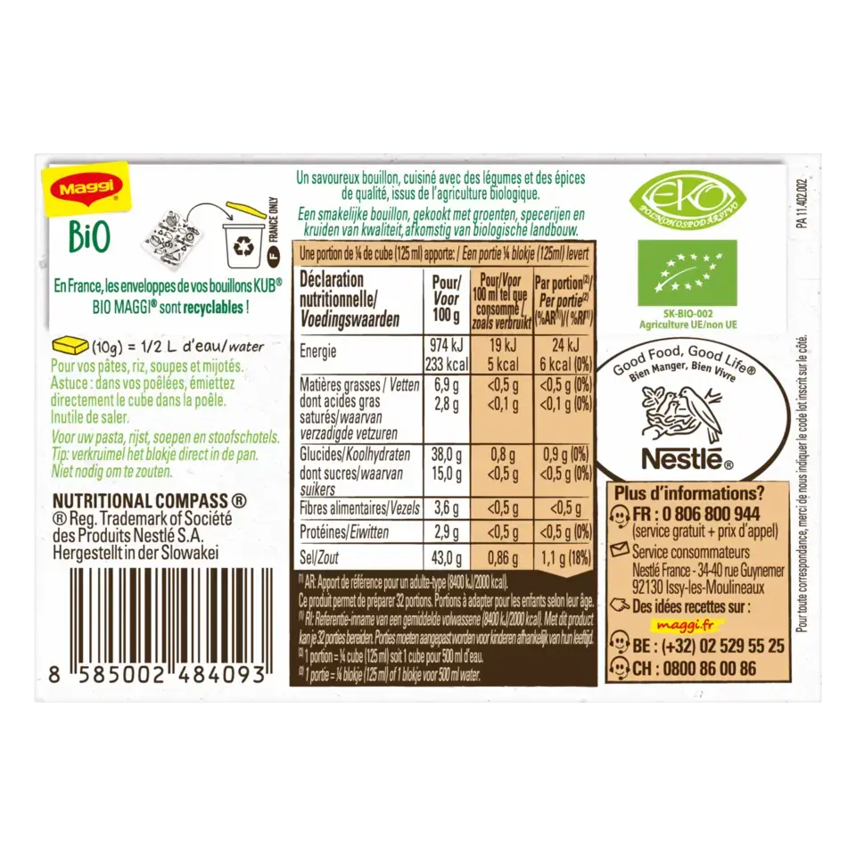 MAGGI Boullion Vegetable Organic Carton 80g FR