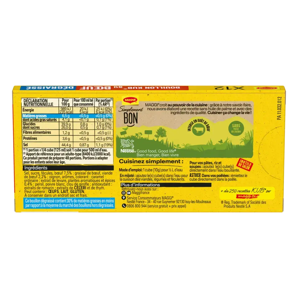 MAGGI Bouillon Beef Fat Free Carton 20x120g FR