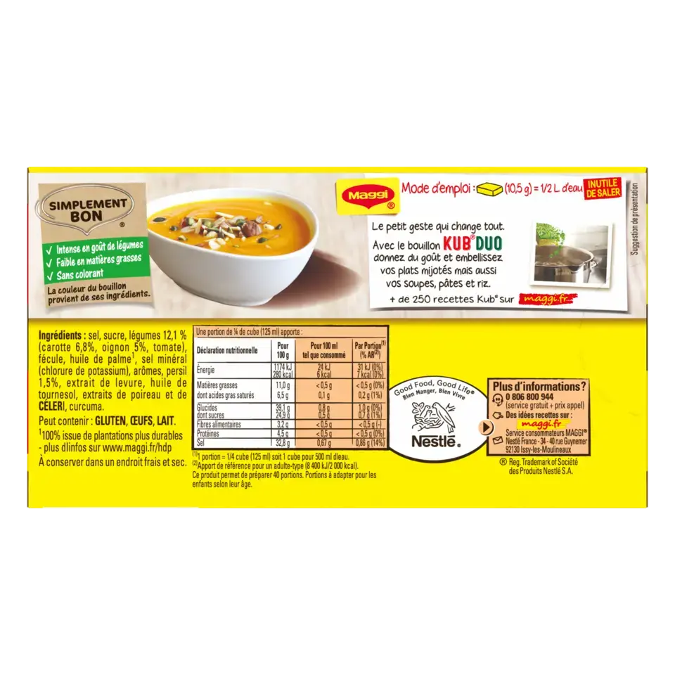 MAGGI Bouillon Duo Vegetable Carton 20x105g FR
