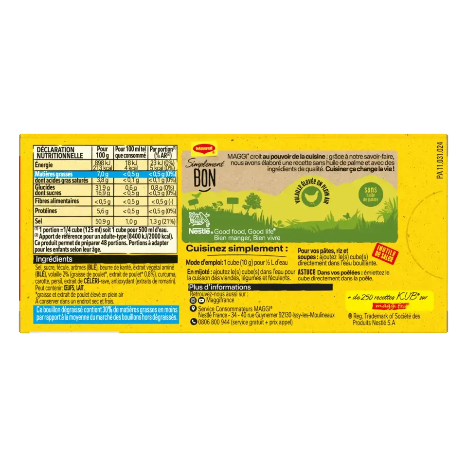 MAGGI Bouillon Poultry Fat Free Carton 20x120g FR