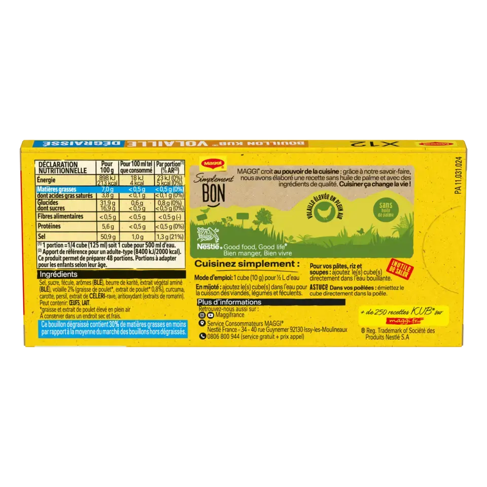 MAGGI Bouillon Poultry Fat Free Carton 20x120g FR