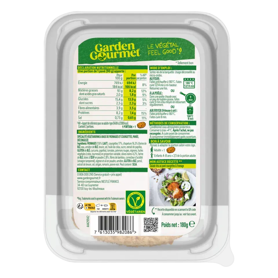 GARDEN GOURMET Vegetarian Greek Rondo Peel Pack 48x180g FR