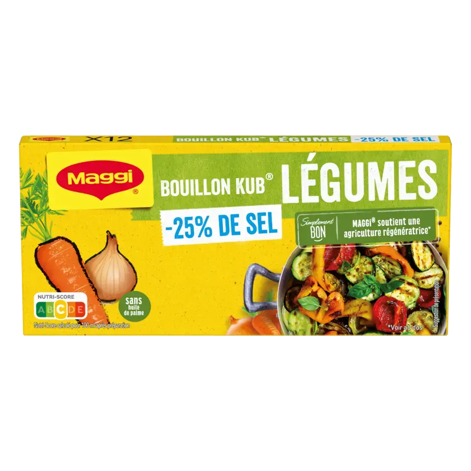 MAGGI Bouillon Vegetable Low Salt Carton 20x120g FR