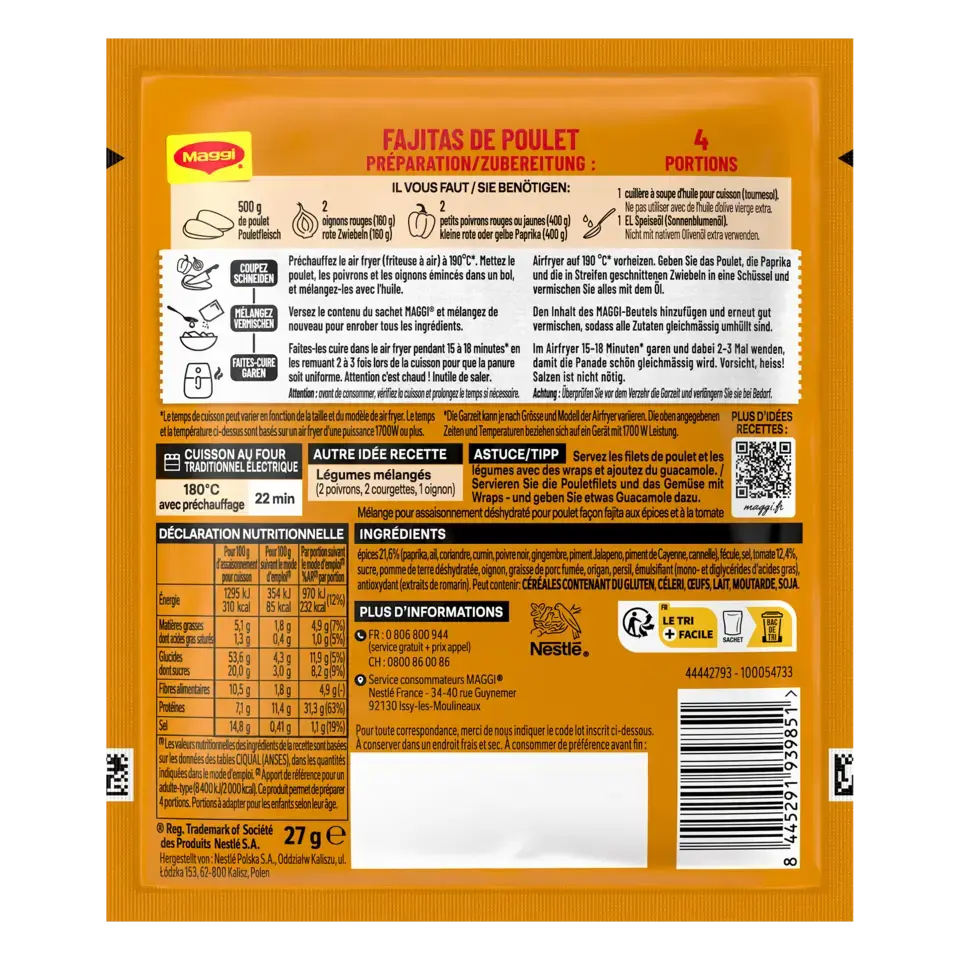 MAGGI Air Fryer Wrap It Fajita Pouch 27x27g FR