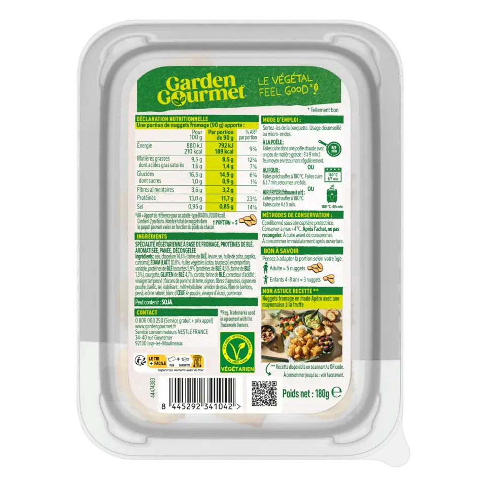 GARDEN GOURMET Cheesy Nuggets Peel Pack 48x180g FR