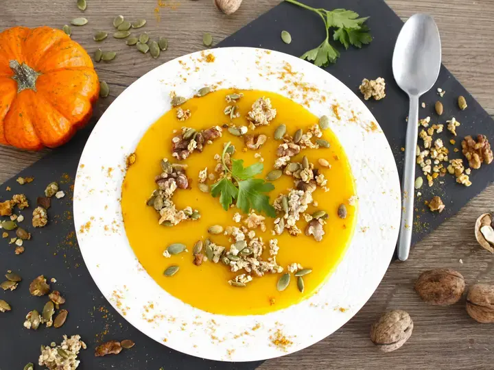 Visuel velouté de potiron et granola maison au curry