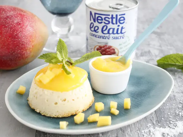 Flan coco coulis de mangue