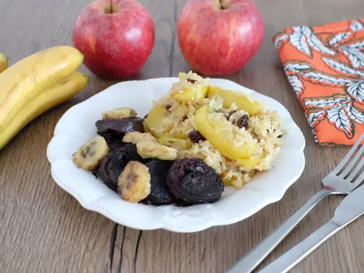 Riz à l'antillaise et boudin noir